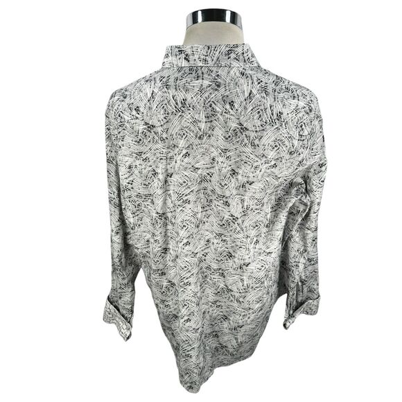 Robert Graham Shirt Men’s 2XL XXL Geometric Gray Flip Cuff Button Up Linen Blend - Picture 6 of 11